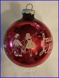 Vintage Shiny Brite Jack and Jill Nursery Rhyme Christmas Ornament 3in