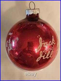 Vintage Shiny Brite Jack and Jill Nursery Rhyme Christmas Ornament 3in