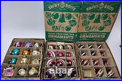 Vintage Shiny Brite Lot of 35 Glass Ornaments Carriage Lamp UFO Indent Striped