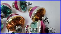 Vintage Shiny Brite Lot of 35 Glass Ornaments Carriage Lamp UFO Indent Striped