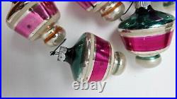 Vintage Shiny Brite Lot of 35 Glass Ornaments Carriage Lamp UFO Indent Striped