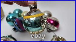 Vintage Shiny Brite Lot of 35 Glass Ornaments Carriage Lamp UFO Indent Striped