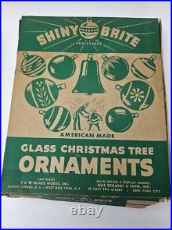 Vintage Shiny Brite Lot of 35 Glass Ornaments Carriage Lamp UFO Indent Striped