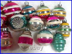 Vintage Shiny Brite Mercury Glass Christmas Ornaments Indent Striped Made in USA