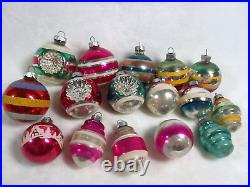 Vintage Shiny Brite Mercury Glass Christmas Ornaments Indent Striped Made in USA