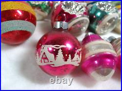 Vintage Shiny Brite Mercury Glass Christmas Ornaments Indent Striped Made in USA