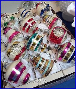 Vintage Shiny Brite Mica Christmas Tree Ornaments MINTY Rare Pinks