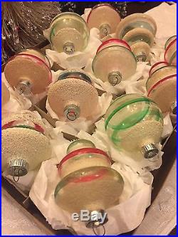 Vintage Shiny Brite Unsilvered WWII Christmas Ornaments Mica