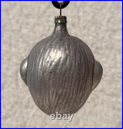 Vintage Silver Glass Smiling Clown German Christmas Ornament 2.75