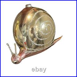 Vintage Soffieria De Carlini Snail Glass Christmas Ornament Pink Gold Rare READ
