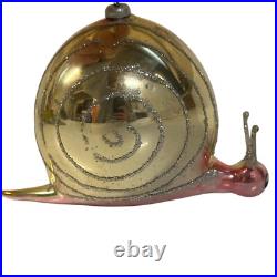 Vintage Soffieria De Carlini Snail Glass Christmas Ornament Pink Gold Rare READ