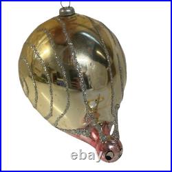 Vintage Soffieria De Carlini Snail Glass Christmas Ornament Pink Gold Rare READ
