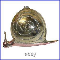 Vintage Soffieria De Carlini Snail Glass Christmas Ornament Pink Gold Rare READ