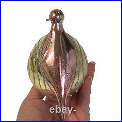Vintage Soffieria De Carlini Snail Glass Christmas Ornament Pink Gold Rare READ