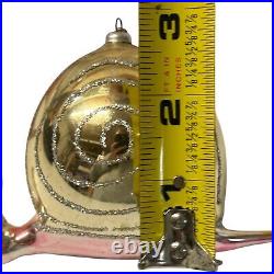 Vintage Soffieria De Carlini Snail Glass Christmas Ornament Pink Gold Rare READ