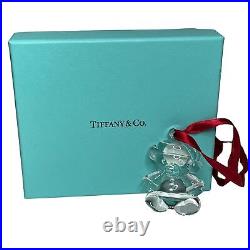 Vintage Tiffany & Co. Crystal Teddy Bear Christmas Ornament with Box