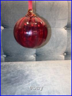Vintage Tiffany & Co Thames Glass Blown Red Christmas Holiday tree Ornament Xmas