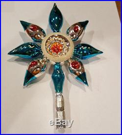 Vintage Tree Topper Mercury Glass INDENT Ornament feather small, Christmas Tree