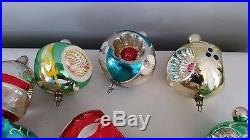 Vintage Triple Indent Balloon Finial Glass Christmas Ornaments Box of 12 Germany