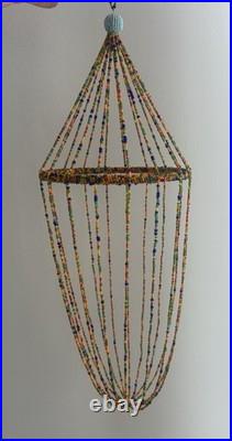 Vintage Unfinished Czech Bird Cage Glass Beaded Christmas Ornament