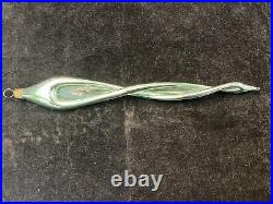 Vintage Victor Chiarizia Blown Glass Green Twisted Icicle Christmas Ornament 8.5