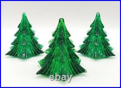 Vintage Viking Dalzell 4.5 Green Glass Christmas Trees! Lot Of 3! RARE