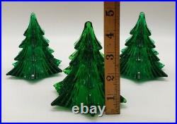 Vintage Viking Dalzell 4.5 Green Glass Christmas Trees! Lot Of 3! RARE