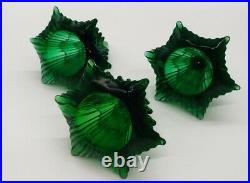 Vintage Viking Dalzell 4.5 Green Glass Christmas Trees! Lot Of 3! RARE