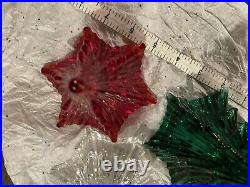 Vintage Viking Dalzell Glass Christmas Trees! Lot Of Three RED GREEN CLEAR
