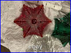 Vintage Viking Dalzell Glass Christmas Trees! Lot Of Three RED GREEN CLEAR