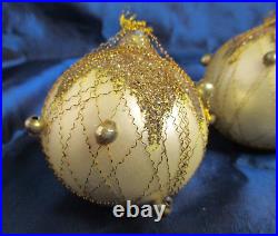 Vintage West Germany Blown Glass Wire Wrapped, Bead & Glitter Christmas Ornament