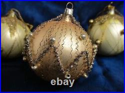 Vintage West Germany Blown Glass Wire Wrapped, Bead & Glitter Christmas Ornament