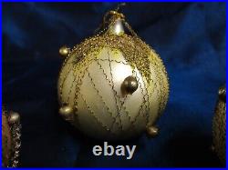 Vintage West Germany Blown Glass Wire Wrapped, Bead & Glitter Christmas Ornament