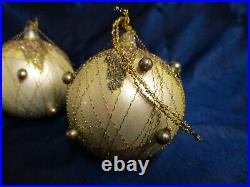 Vintage West Germany Blown Glass Wire Wrapped, Bead & Glitter Christmas Ornament