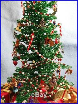 Vintage Westrim Beaded Christmas Tree with Glass Dome Toys and Tons of Ornaments