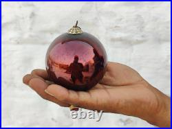Vintage Wine Color Glass 3.25 German Kugel Christmas Ornament Scallop Cap 374