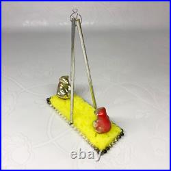 Vintage glass Christmas tree Ornament Bears on a swing USSR soviet