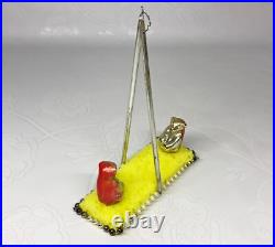 Vintage glass Christmas tree Ornament Bears on a swing USSR soviet