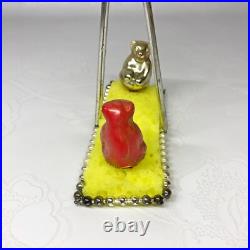 Vintage glass Christmas tree Ornament Bears on a swing USSR soviet