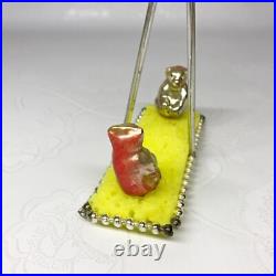 Vintage glass Christmas tree Ornament Bears on a swing USSR soviet