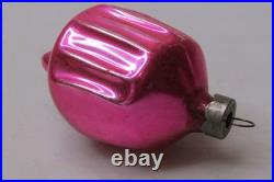 Vintage pre WWII era Blown Glass Fluted Hot Pink 3 DROP Christmas Ornament HEIM