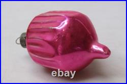 Vintage pre WWII era Blown Glass Fluted Hot Pink 3 DROP Christmas Ornament HEIM