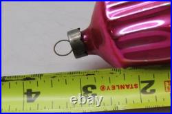 Vintage pre WWII era Blown Glass Fluted Hot Pink 3 DROP Christmas Ornament HEIM