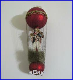 Vintage wire wrapped balloon Christmas ornament Germany girl with toys presents