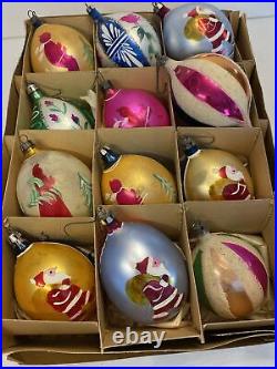 Vtg 12 Fantasia Teardrop Christmas Ornaments Mercury Glass Poland Boxed 4.25