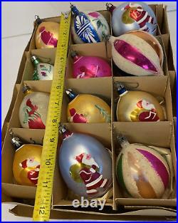 Vtg 12 Fantasia Teardrop Christmas Ornaments Mercury Glass Poland Boxed 4.25