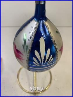 Vtg 12 Fantasia Teardrop Christmas Ornaments Mercury Glass Poland Boxed 4.25