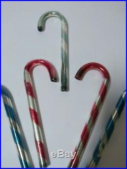 Vtg. 1940s KENTLEE Glass Mirrored Candy Cane Silvered Christmas decor. Lot of 5