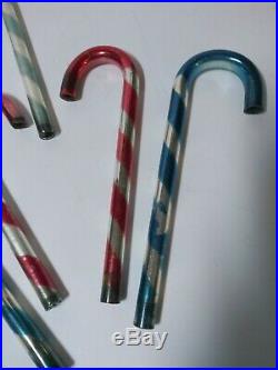 Vtg. 1940s KENTLEE Glass Mirrored Candy Cane Silvered Christmas decor. Lot of 5