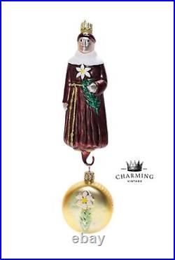 Vtg 1997 Patricia Breen Saint Anthony & Matte Medallion Glass Christmas Ornament